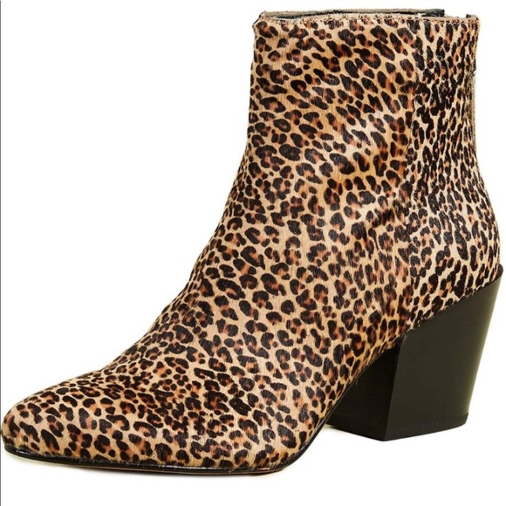 Dolce Vita Coltyn Block Heel Booties, Leopard Print Calf hair, Size 6